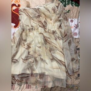 Bundle 3 for $15. Blu Pepper One Shoulder Cream and Brown Dress. Size L.
